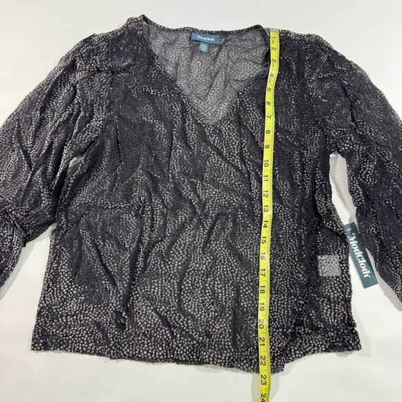 ModCloth New Sheers Eve Top Silver Grey Flocked - Picture 6 of 7